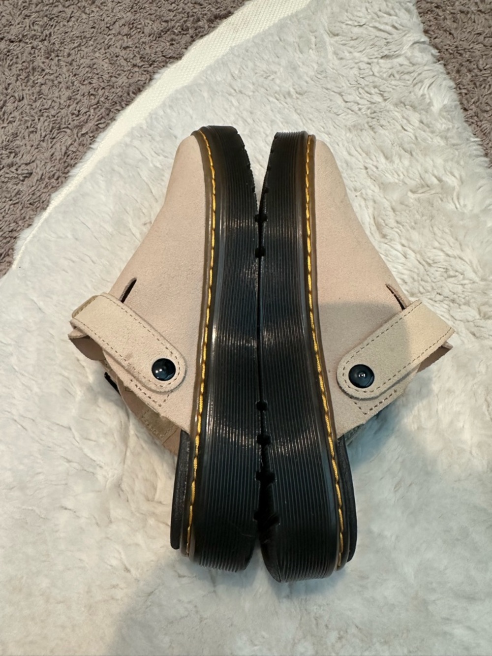 Dr Martens beigeSuede Buckle Clog Mules - Picture 4 of 5